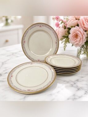 Lenox Bellaire Bread Butter Plates Set 8 Montclair Mint 6.5” Gold Trim USA 1980s